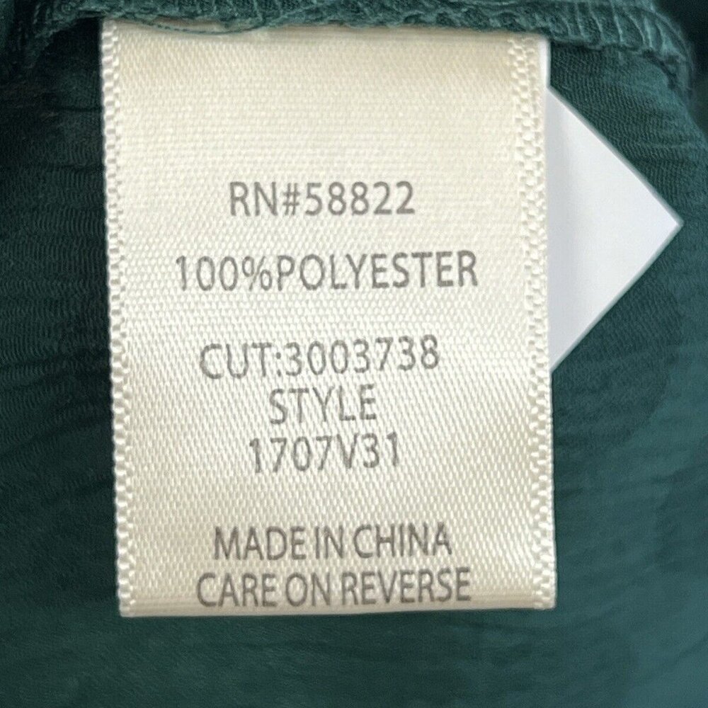 DO NOT BUY Max Studio Jacquard Shine Dot Ruched Sleeves Blouse L Large Green - Picture 5 of 7